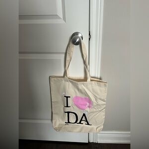 Djerf Avenue Cream Tote with Pink Heart